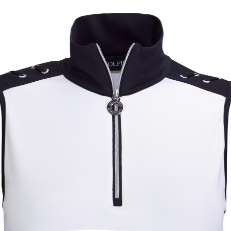 Gilet à col rond en maille ajourée femme blanc chine