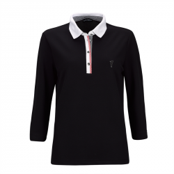 Polo Femme Golfino 3/4 Vichy Bleu Marine