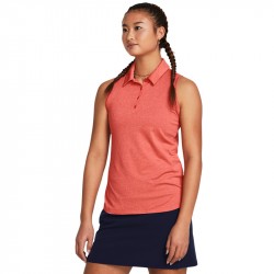 Polo Sans Manches Femme Under Armour Playoff Corail