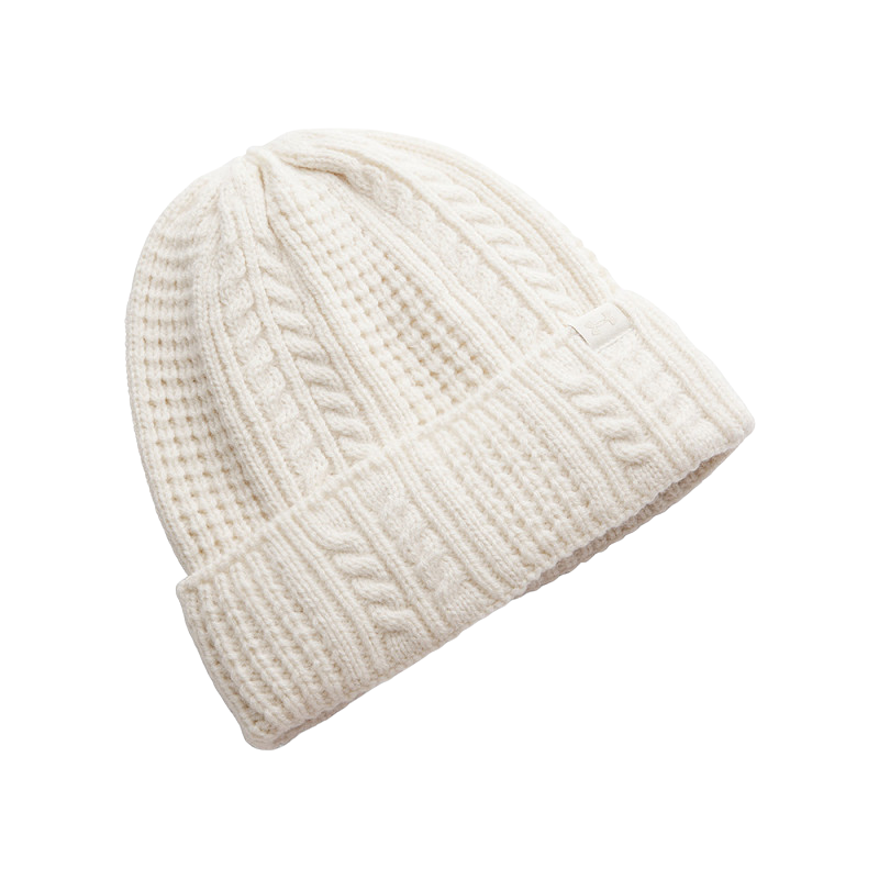 Bonnet Femme Under Armour Halftime Maille Torsadée Blanc