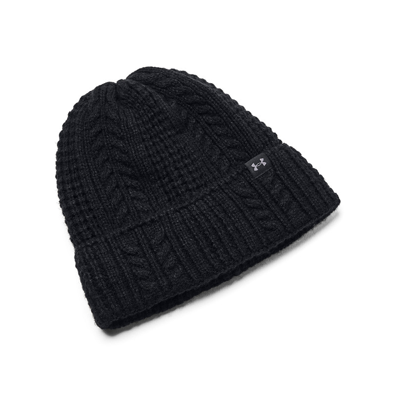 Bonnet Femme Under Armour Halftime Maille Torsadée Noir