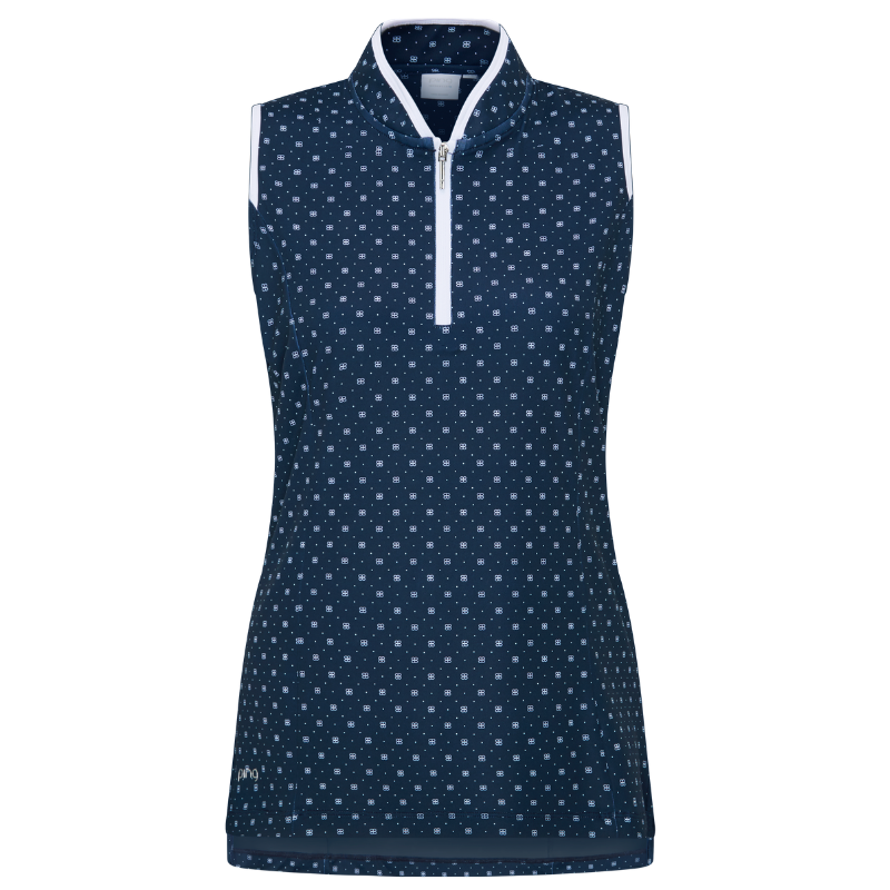 Polo Sans Manches Femme Ping Penola Bleu/Blanc