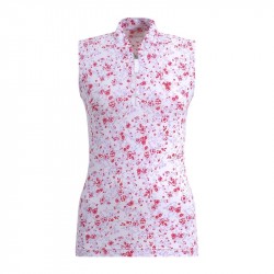 Polo Sans Manches Femme Chervo Antigua Blanc/Rose