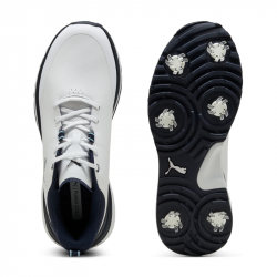 Chaussure Puma Fusion Grip ST Blanc/Bleu Marine pas cher